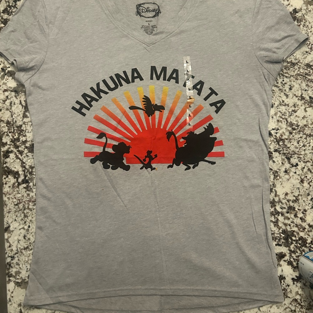 NWT Disney Hakuna Matata Heather Gray V-Neck T-Shirt